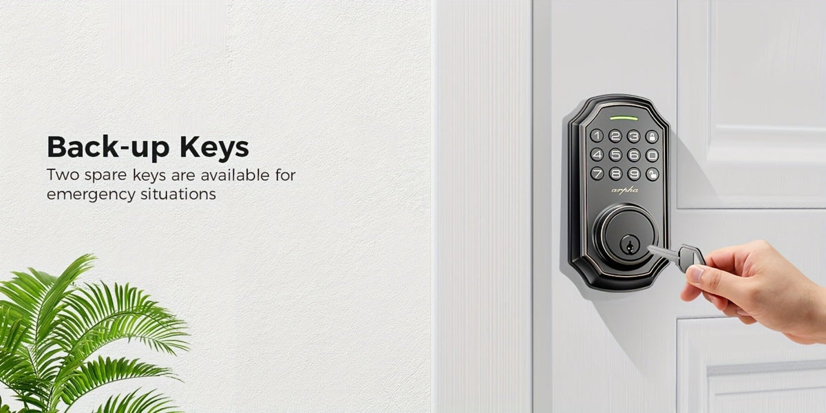 Smart Door Lock Arpha Keypad Deadbolt with Black Silver Handle Sets and Optional Fingerprint WiFi Versions