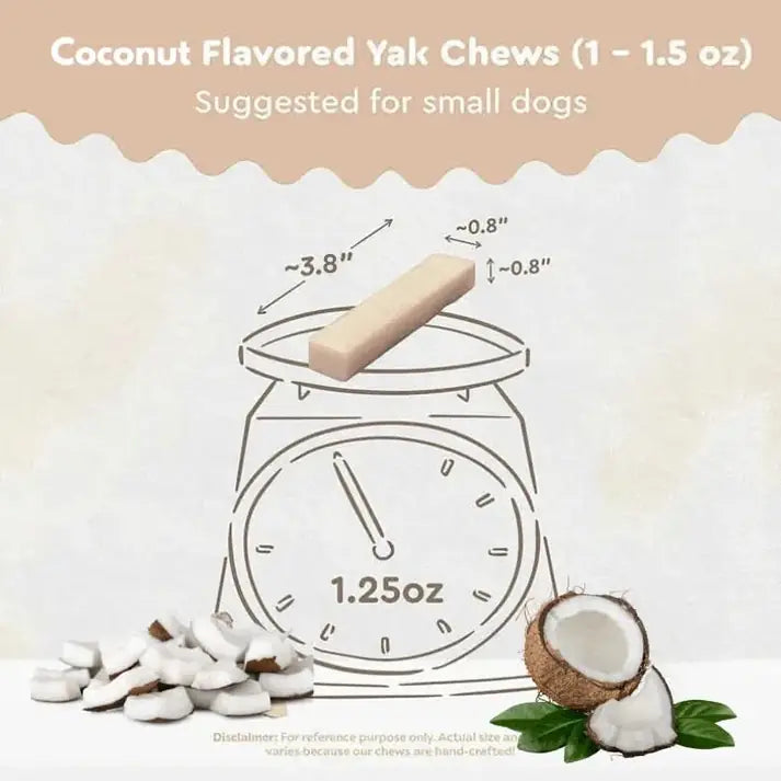 Coconut Yak Cheese Dog Chews, 6-chews / Small (<25 lbs)