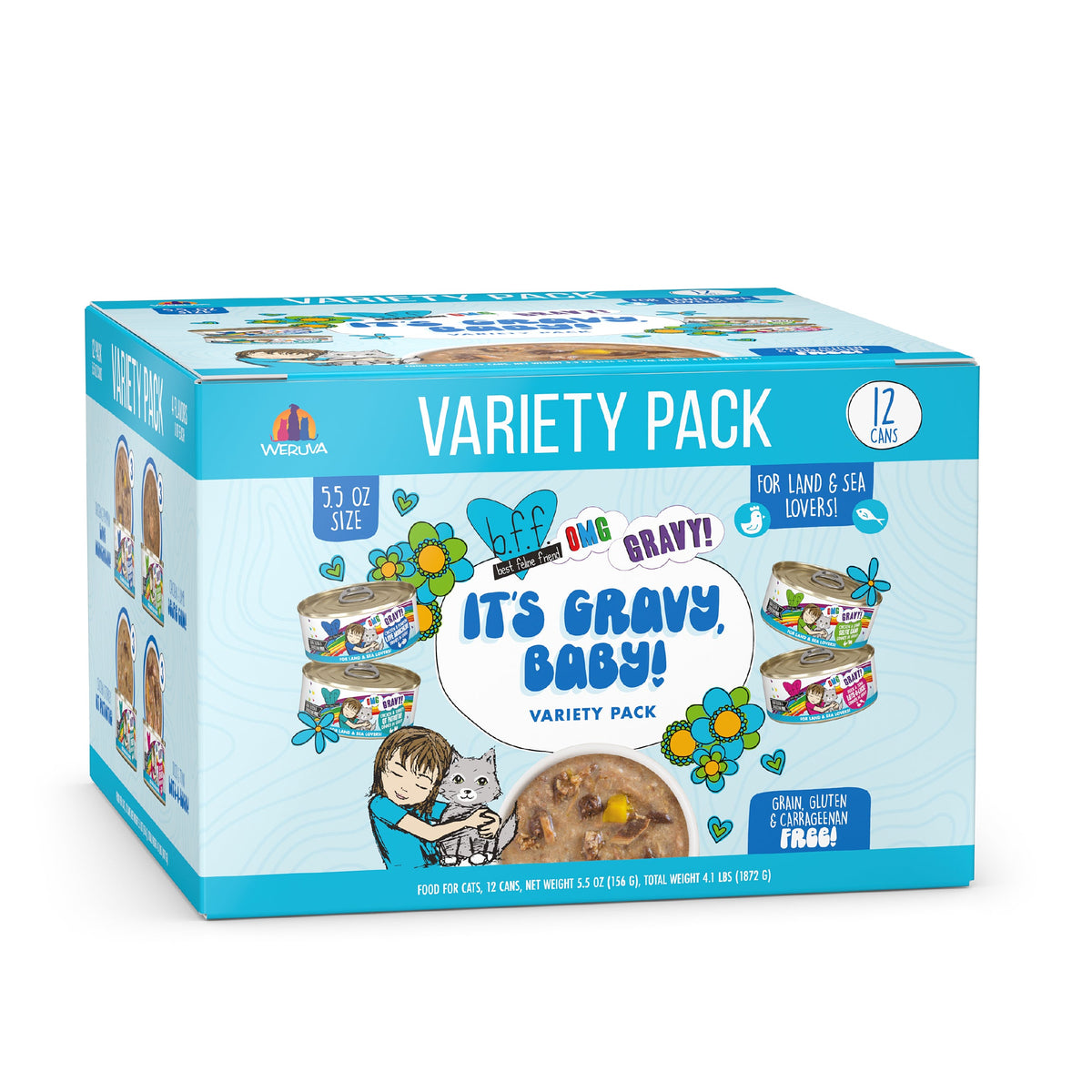 Minced Wet Cat Food in Gravy Variety Pack, 5.5oz Can / 12pk