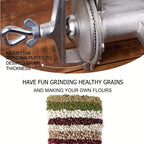 Cast Iron Grain Mill Manual Grain Grinder, Hand Crank Food Mill, High Hopper with Clamp & Shield