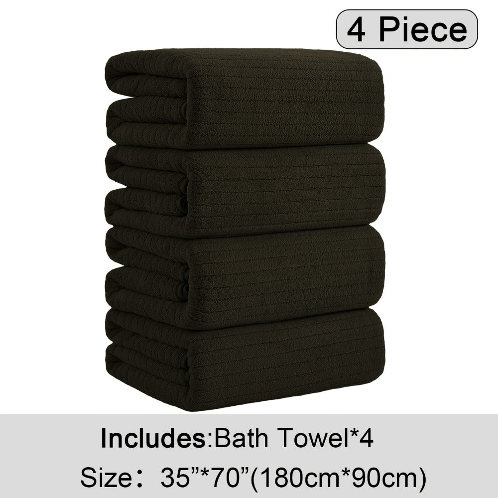 Bath Towels Set 4-Pack Oversized 35 x 70 Inch Microfiber Sheets in 13 Solid Color Options for Home and Guest Use