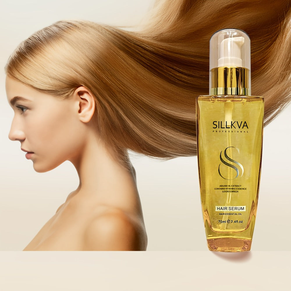 Moroccan Argan Oil Hair & Skin Treatment with Applicator Brush 2.4oz - Anti Frizz Smoothing for Bath Time, Home Spa and Personal Care