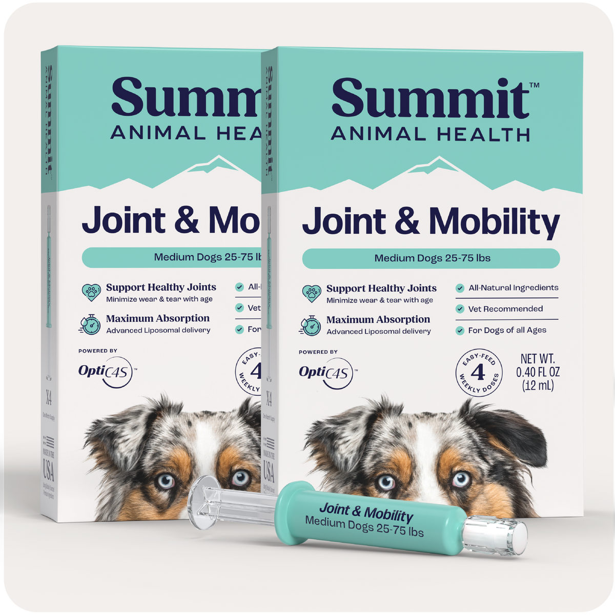 Joint & Mobility Liquid for medium dogs by Summit Animal Health.