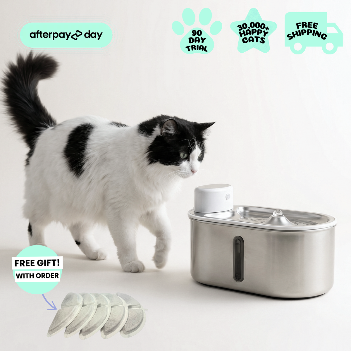 Rechargeable Stainless Steel Pet Water Fountain, Default Title