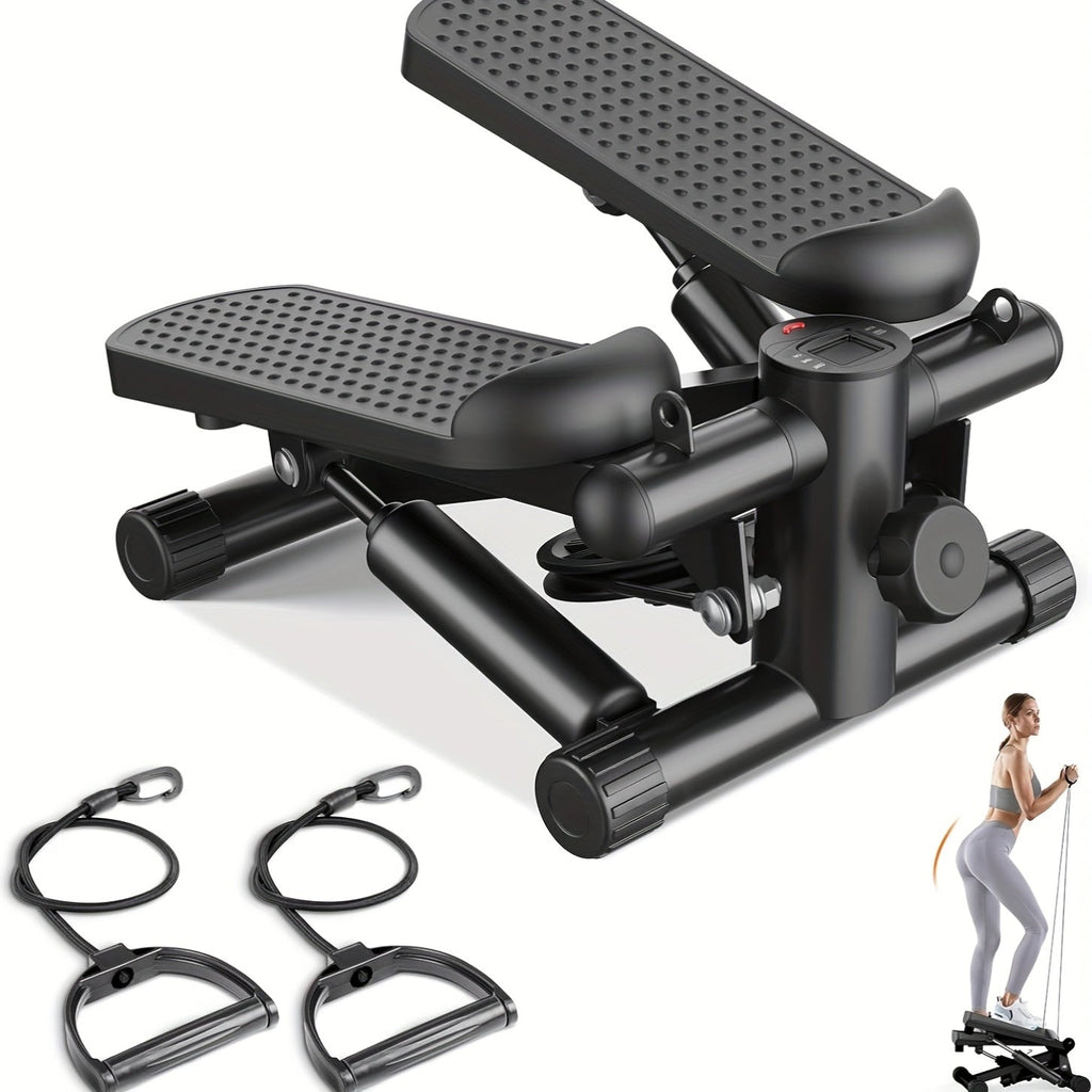 Mini Exercise Stepper Machine with Resistance Bands – Portable Twist Stair Stepper, 300lb Capacity, Full Body Trainer for Legs