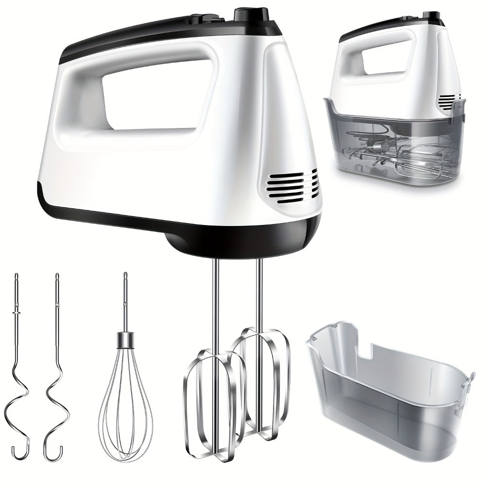 Electric Hand Mixer 6-Speed with Turbo, 5 Stainless Steel Attachments, Snap-On Storage Case, Handheld Mixer for Whipping