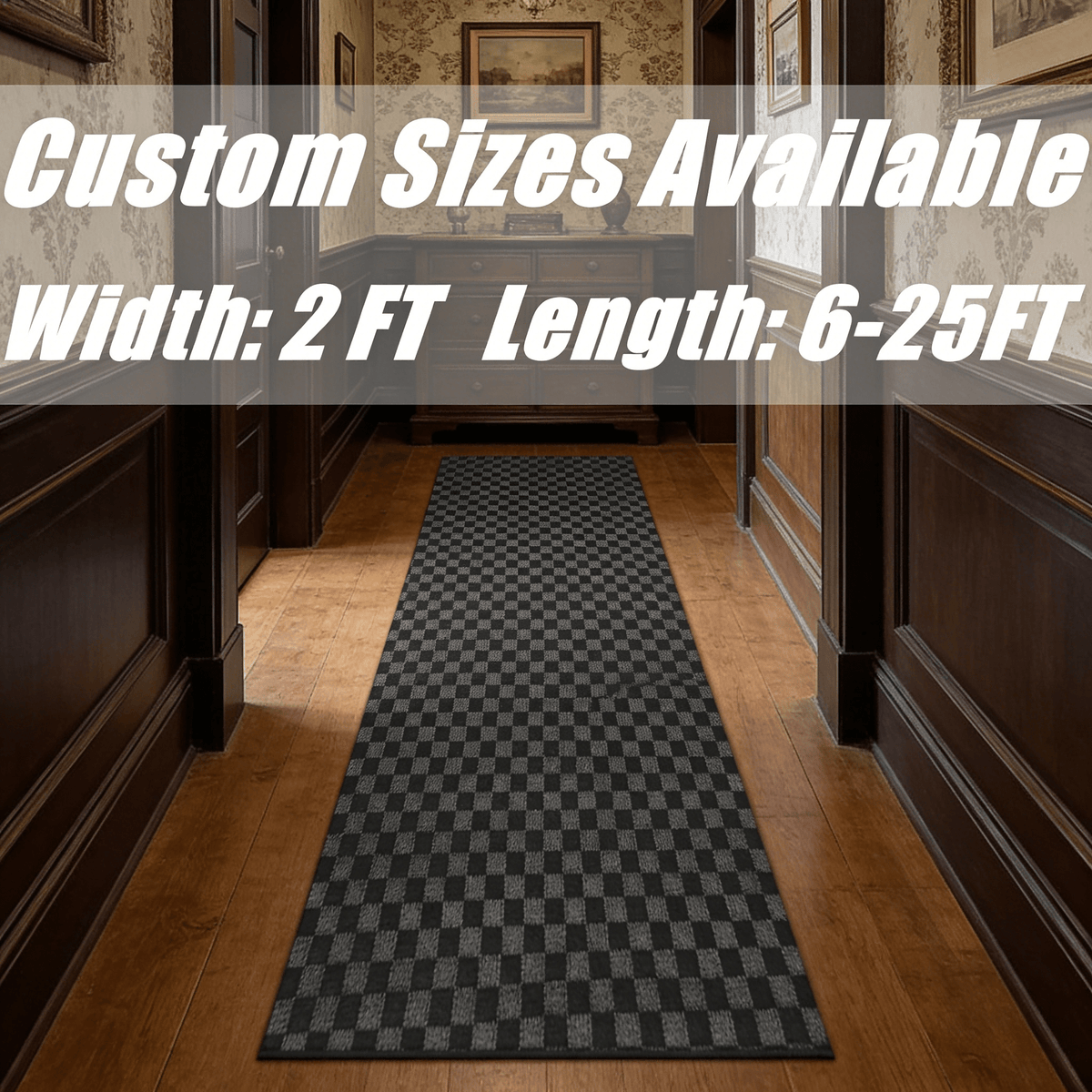 Two-Foot Hallway Runner with Eight Pattern-Color Families and 75 Listed Length Combinations