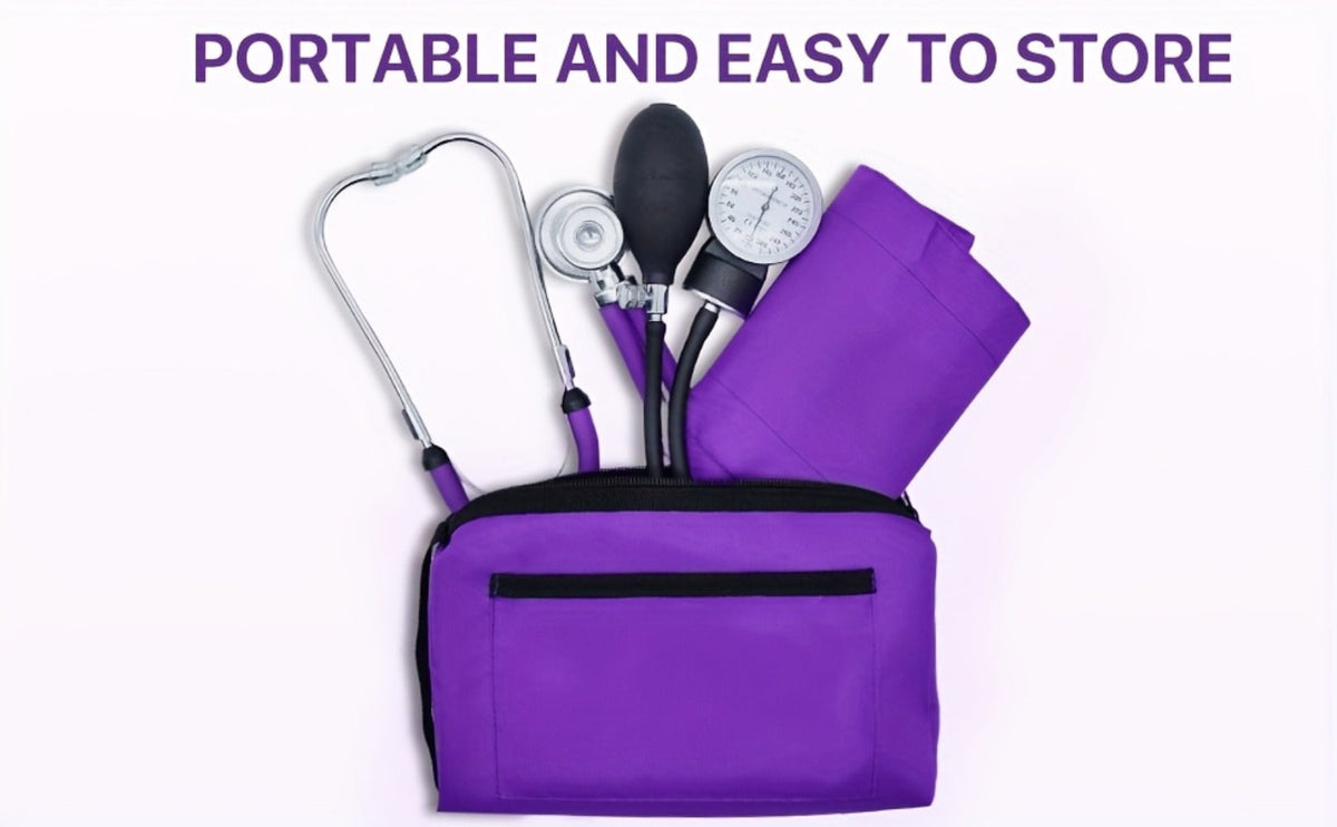Blood Pressure Monitor Manual Aneroid Set, Upper-Arm Nylon Cuff with Dial Gauge, Stethoscope and Case