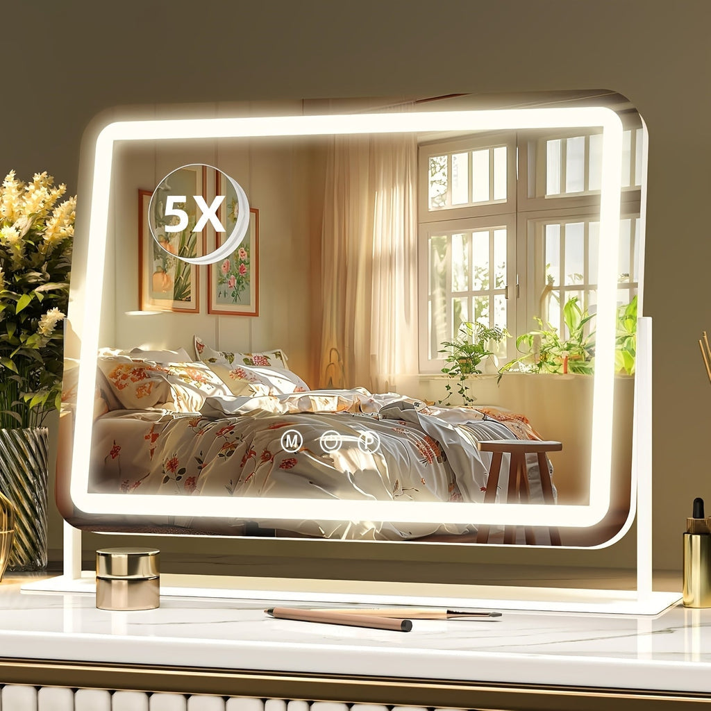 Vanity Mirror with Lights and 5X Magnifying Spotlight, for Makeup, Travel and Everyday Vanity Use