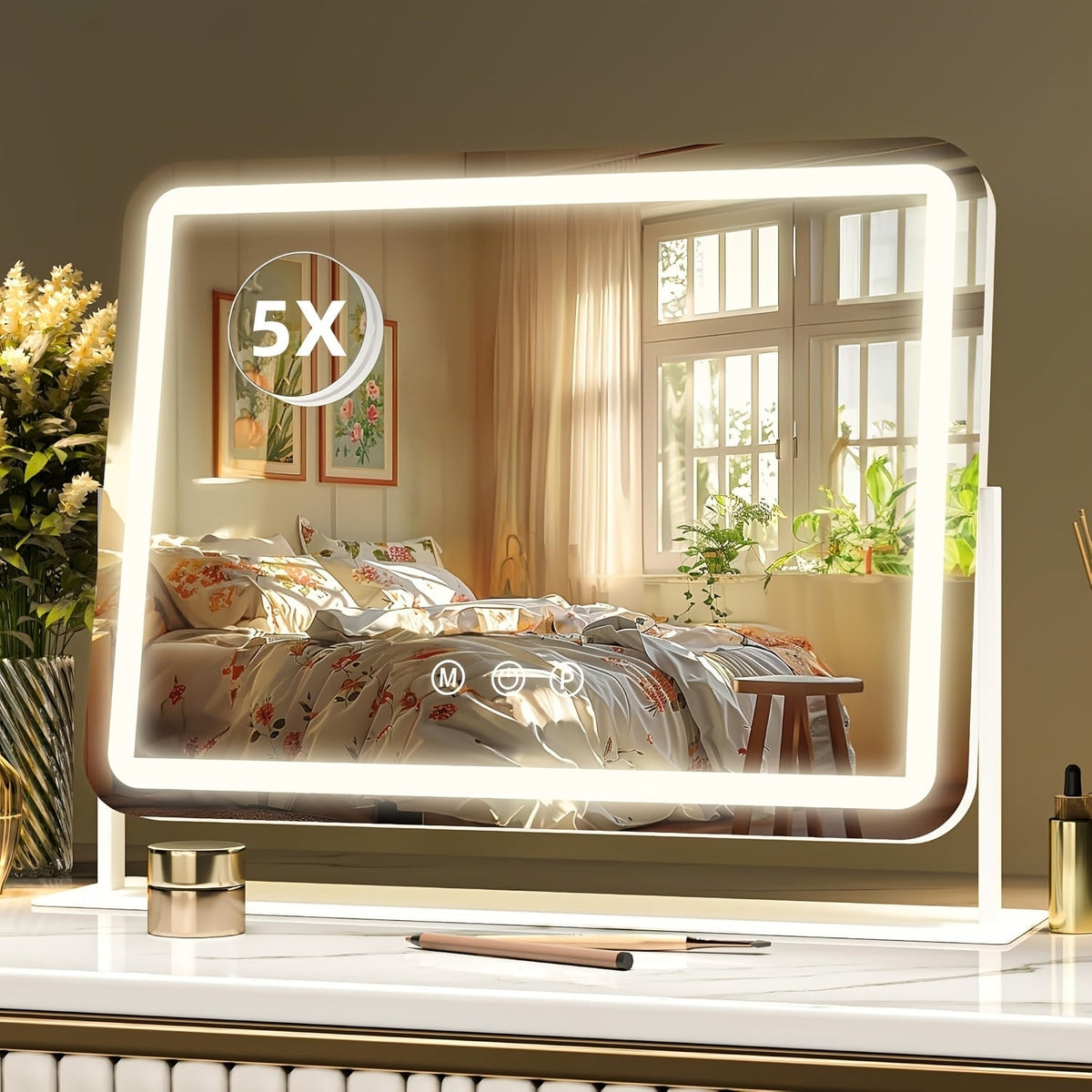 Vanity Mirror with Lights and 5X Magnifying Spotlight, for Makeup, Travel and Everyday Vanity Use
