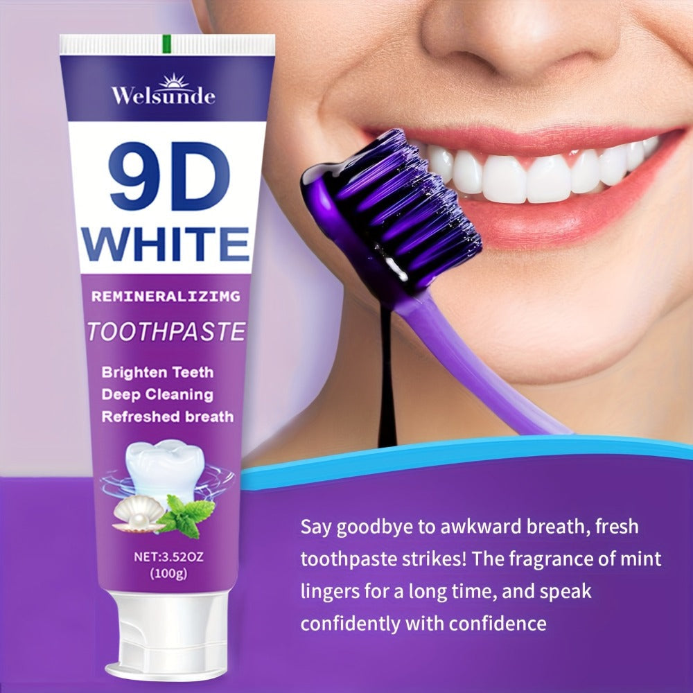 Four-Pack 100g Purple Mint Toothpaste Tubes with 9D Label Design and 400g Total Listed Quantity