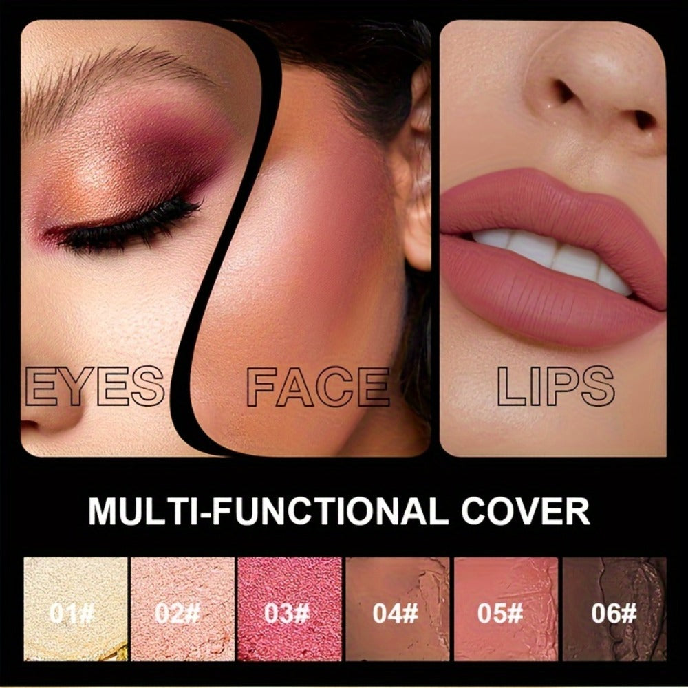 3-in-1 Makeup Stick Set 6pcs – Waterproof Blush Eye Shadow & Highlighter Stick, Long-Lasting Moisturizing Cream Formula