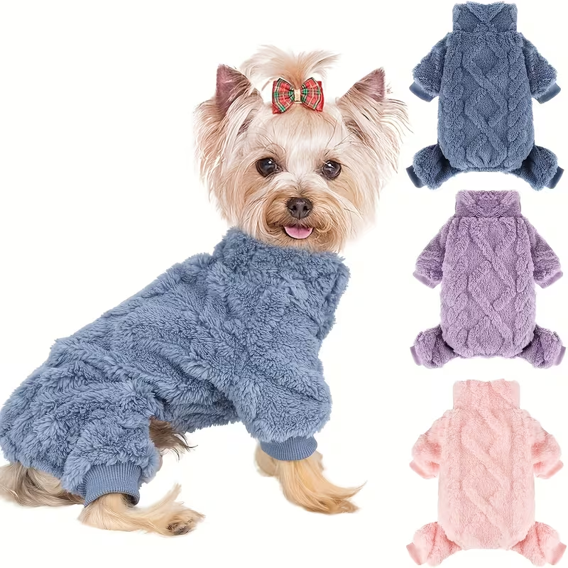 Fleece Dog Sweater Turtleneck Jumpsuit for Small Dogs & Cats 1-15 lbs – Soft Warm Winter Puppy Pajamas Onesie