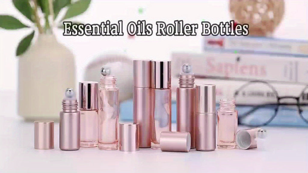 Glass Roller Bottles for Essential Oils 28 Pack 10ml – Bulk Refillable Roll-On Perfume Containers with Stainless Steel Roller Balls