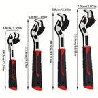 Four-Piece Self-Adjusting Wrench Set in 6-, 8-, 10- and 12-Inch Sizes with Cr-V Material Marking