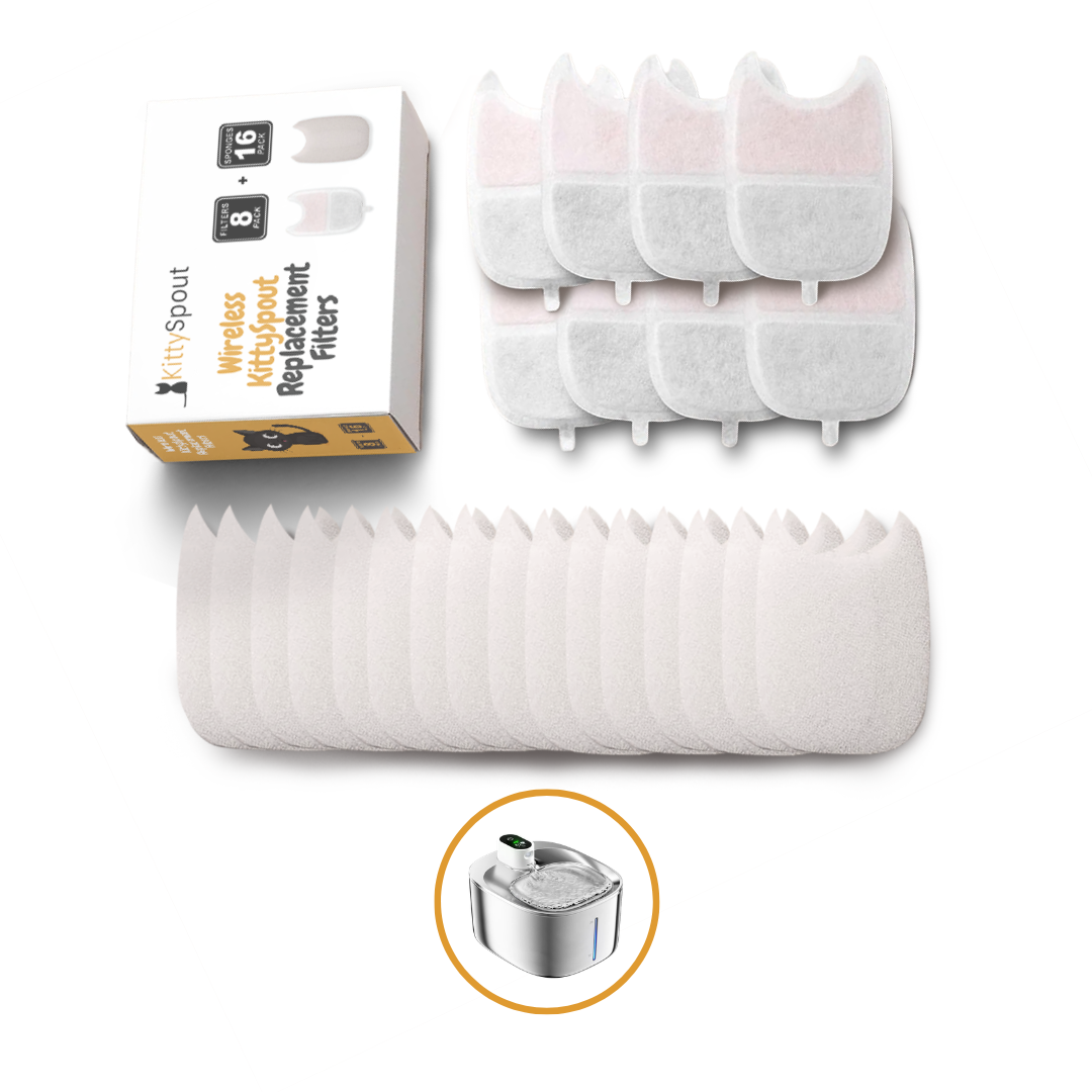 Wireless Cat Water Fountain Replacement Filters, 8x Filter Sets