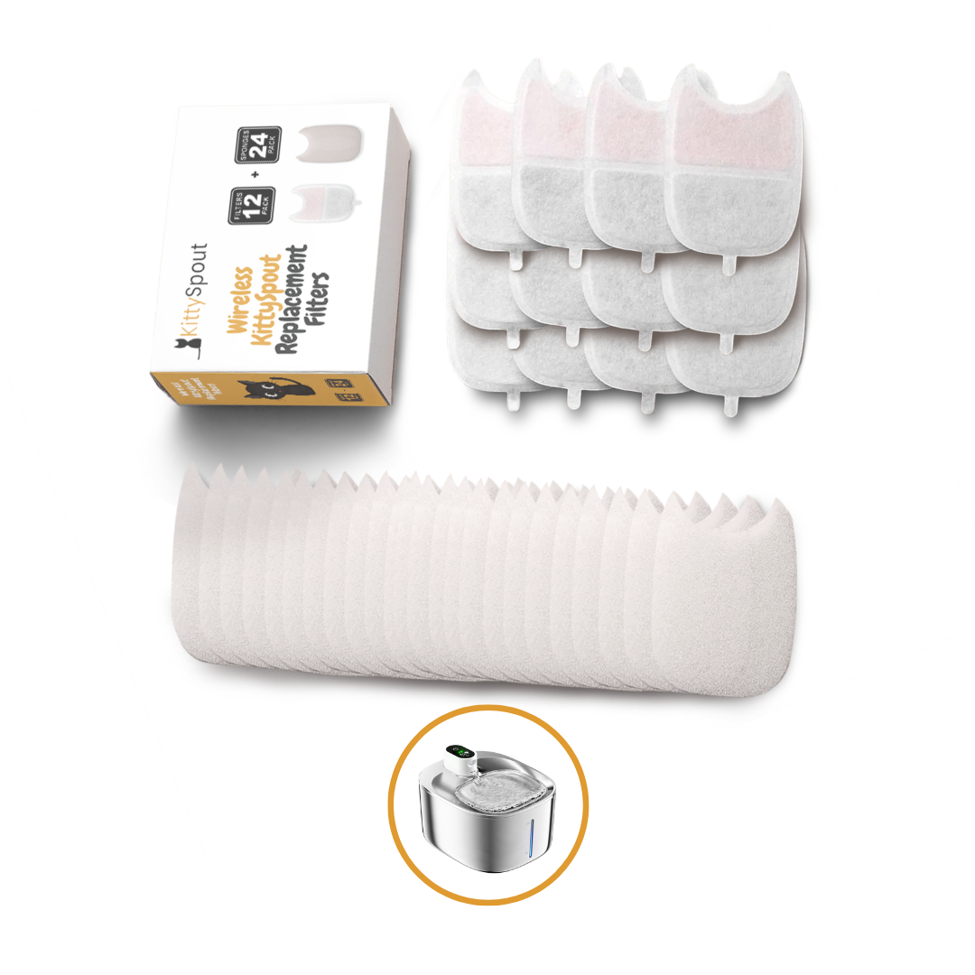 Wireless Cat Water Fountain Replacement Filters, 12x Filter Sets