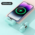Mini Power Bank 5000mAh with Built-in USB-C Connector Fast Charging, Ultra-Compact Pocket Portable Charger for iPhone Android Samsung