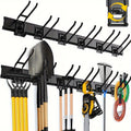 Garage Tool Organizer Wall Mount 48", Pegboard with Adjustable Swivel Hooks, 1 Double Hook & 5 Straight Hooks