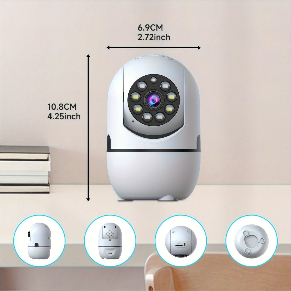 Indoor Security Camera with 355° Pan-Tilt, Color Night Vision, Two-Way Audio and Pack Options