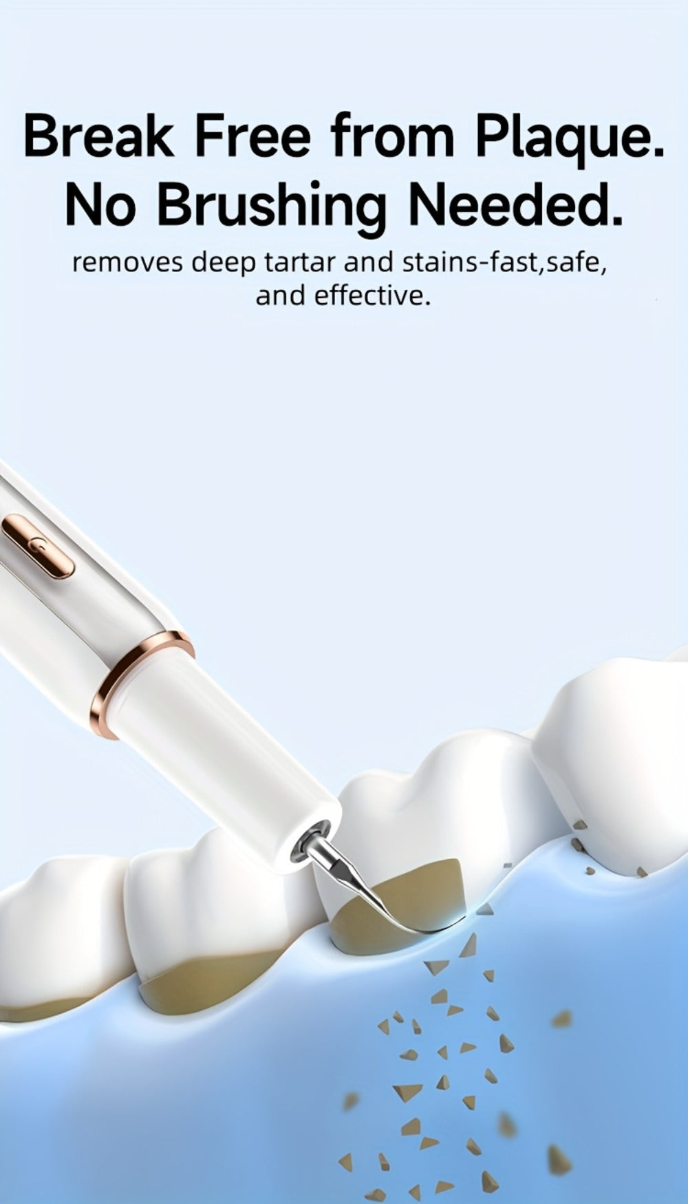 Interdental Plaque Remover with LED Light, Electric Teeth Cleaner, 5 Cleaning Modes, 2 Replacement Heads