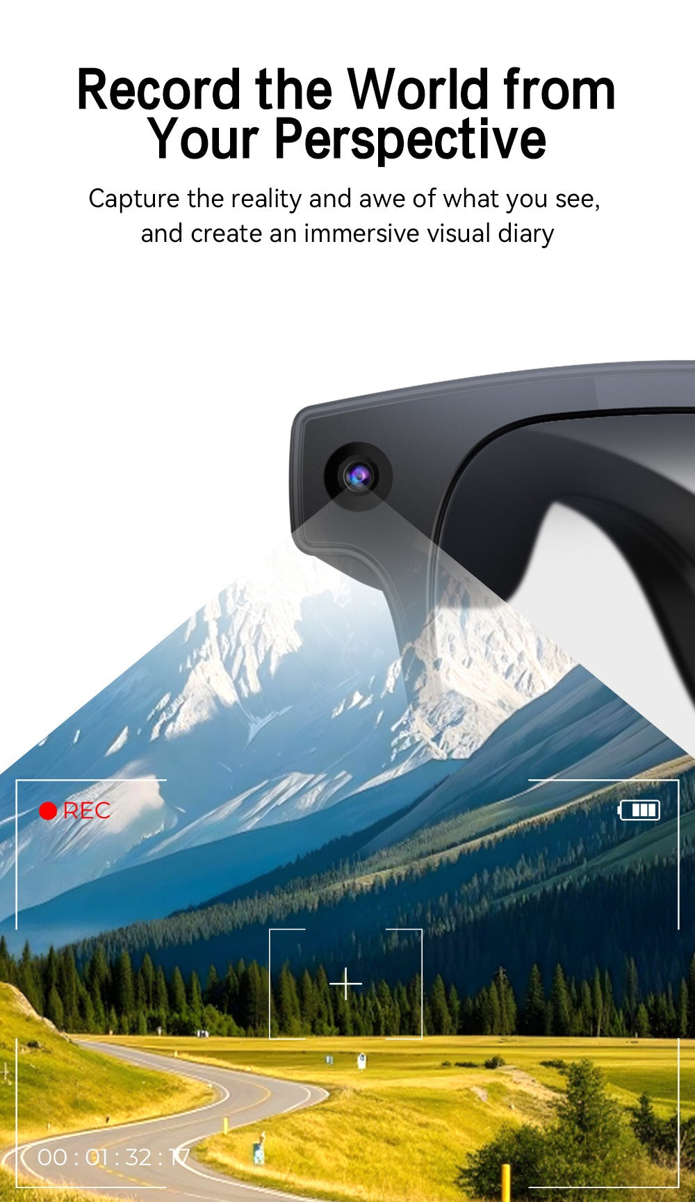 Smart Glasses with Camera and Bluetooth, 8MP Camera Eyewear with Translation, Object Recognition, Touch Control and Bluetooth Audio