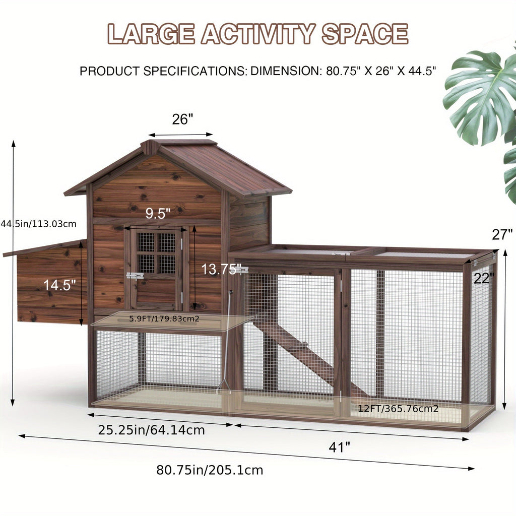 Chicken Coop, Wooden Outdoor Rabbit Duck Small Animal Poultry Cage for Garden, Patio and Yard Use