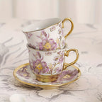 20-Piece Floral Ceramic Tea Set with Saucers & Metal Stand, European Afternoon Tea Service, Blooming Design