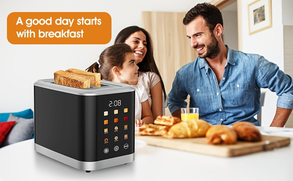 2 Slice Toaster with Touch Screen, 1.5" Wide Slot for Bread, Bagels & English Muffins, 6 Bread Types