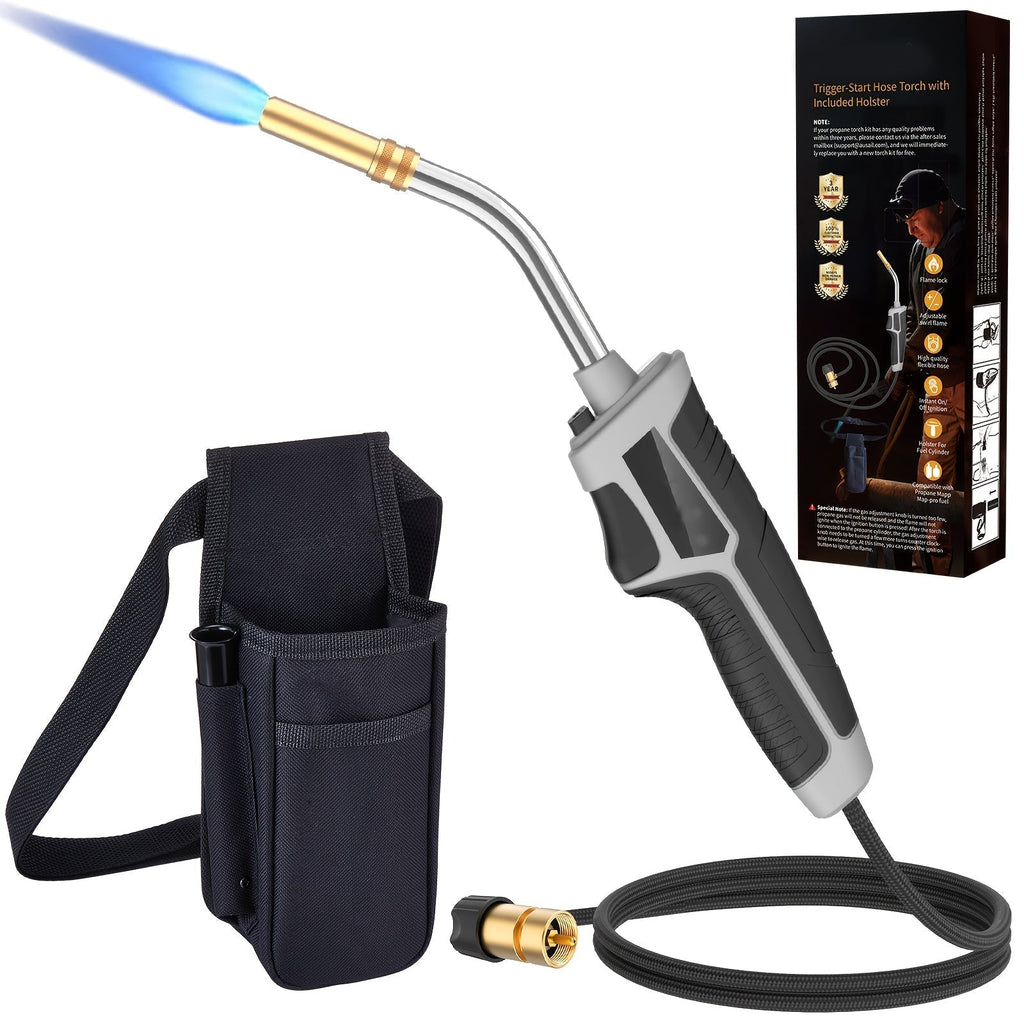 Trigger-Start Propane Torch Kit with 5 ft Hose and Holster or Cylinder Clip Configuration for Work Areas