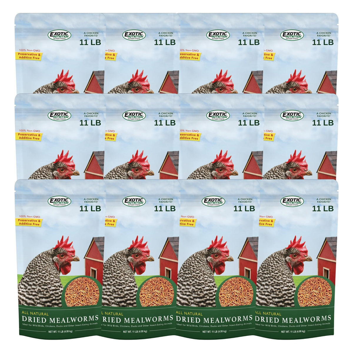 Bulk Dried Mealworms for Poultry and Wild Birds, 132 lb (12 bags)