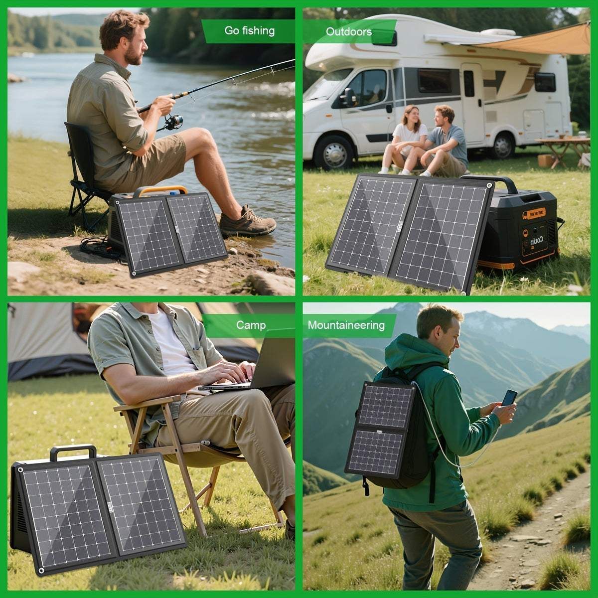 Solar Panel Charger, Foldable Portable Camping RV Power Station Laptop for Garden, Patio and Yard Use