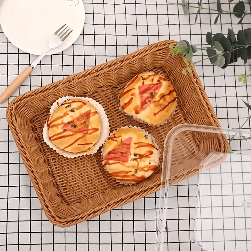 Woven Bread Basket in Square or Round Shape for Serving Bread, Fruit, Desserts and Snacks at Home or on the Dining Table