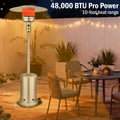 Propane Patio Heater 47000 BTU Outdoor Standing Heater with Wheels, 18-Foot Heating Radius, Fast Heat in 1 Min