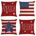 Patriotic Pillowcase Set 4pcs – Stars & Stripes Polyester Pillow Covers, Zipper Closure, Machine Washable