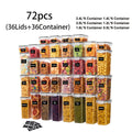 Food Storage Containers Multi-Size Pantry Set with Matching Lids, Labels and Markers in Four Pack Options