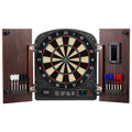 Electronic Dartboard Cabinet Set with LED Scoring – 13.5" Soft Tip, 40 Games 590 Variations, Retro Wood Cabinet, 1-8 Players