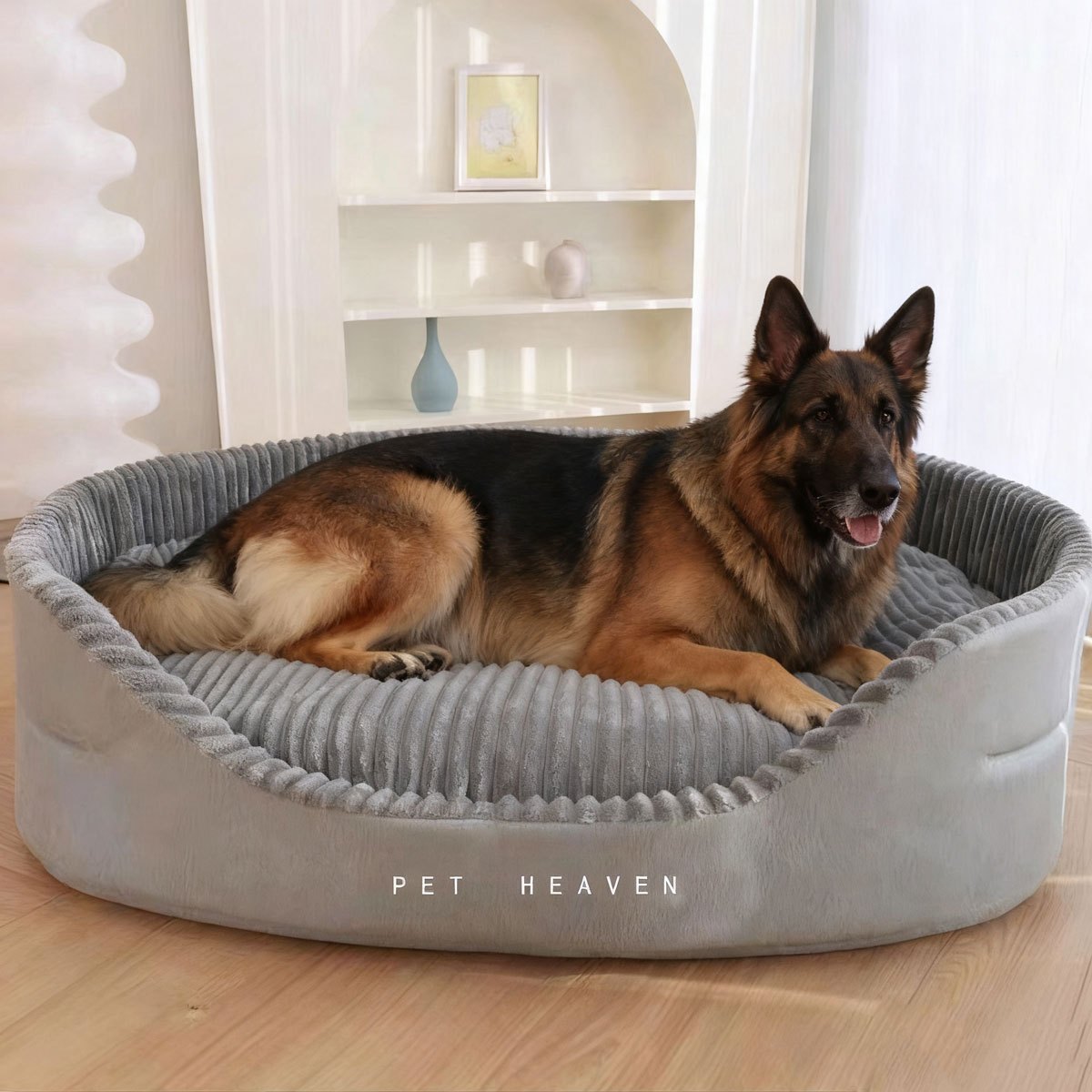 Ribbed Bolster Pet Bed System with M-XXL Beds and Separately Labeled Replacement Mat or Cushion
