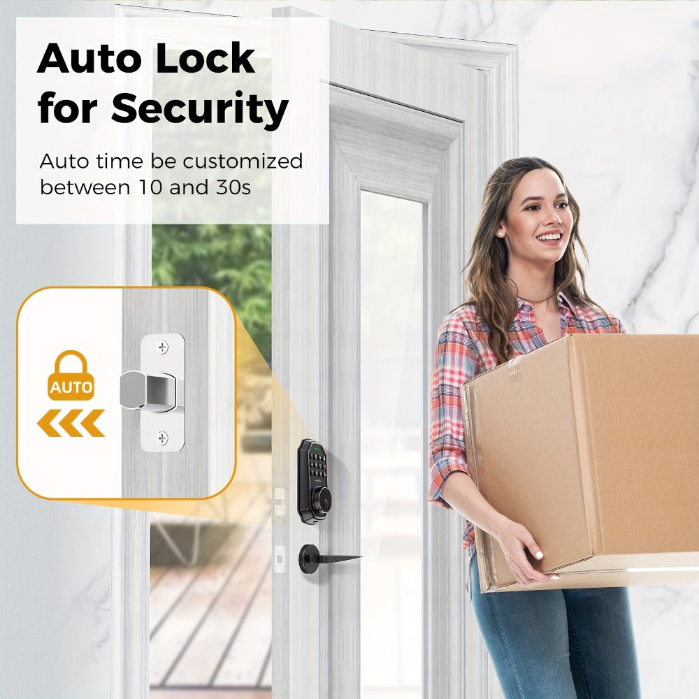 Smart Door Lock Arpha Keypad Deadbolt with Black Silver Handle Sets and Optional Fingerprint WiFi Versions
