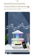 Cool Mist Humidifier with 7-Color Night Light Raindrop Music Design Dual Mist Output 26dB Ultra-Quiet 24H Operation Visible Water Level