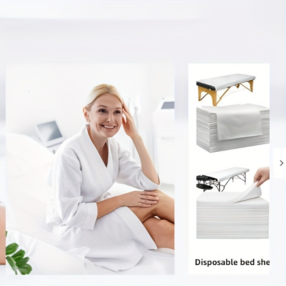 Disposable Bed Sheets 100 Pack Non-Woven Massage Table Cover Single Use Stain Resistant Spa Sheets for Massage Therapists Estheticians