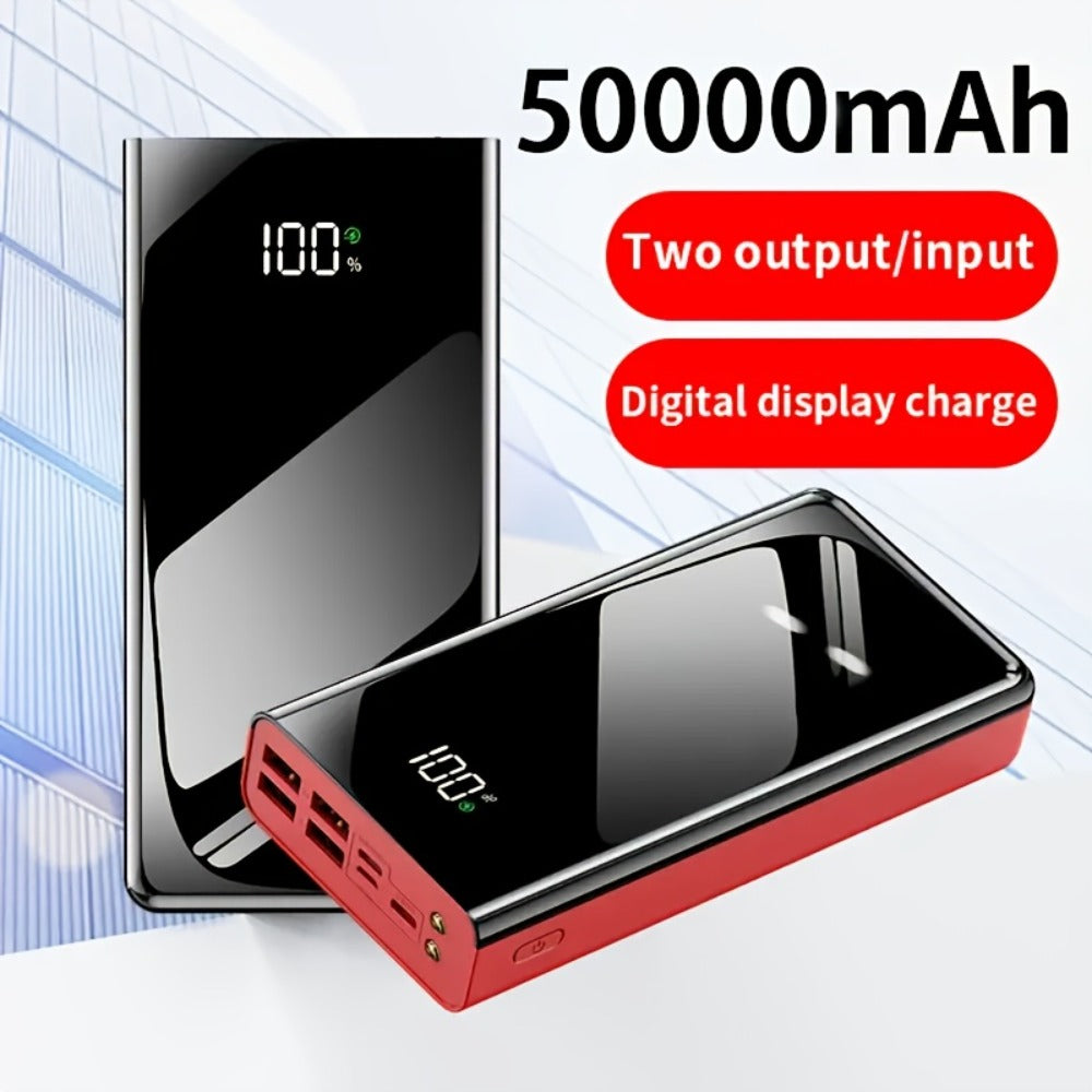 Power Bank 30000mAh or 100000mAh with 22.5W Charging, Digital Display and LED Flashlight in Black or Red