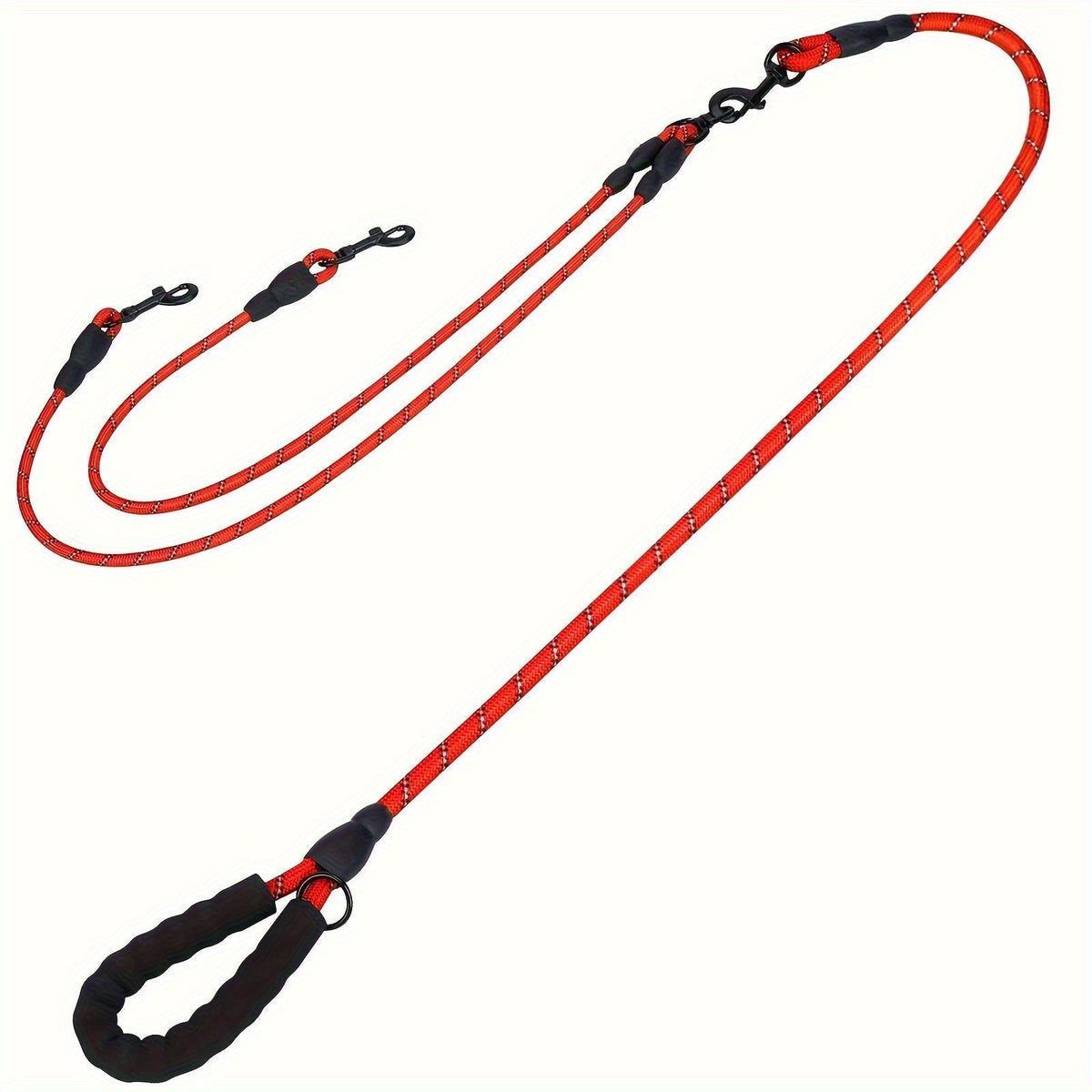 Dual Dog Walking Leash with Padded Handle, Two 30-Inch Branches and Six Reflective Color Options