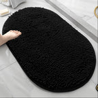 Oval Chenille-Style Bath Mat with Five Color Designs and 40 × 60 to 63 × 95 cm Size Options