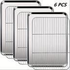 Baking Sheet and Rack Set Stainless Steel Half Sheet Pan with Cooling Rack Rust Free for Cookie for Grilling, Camping and Outdoor Meals