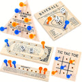 Wooden Board Game Set 5-in-1 – Luban Lock Puzzle Brain Games with Peg Board, Dice & Plastic Pieces, Classic Family Strategy Games Kit