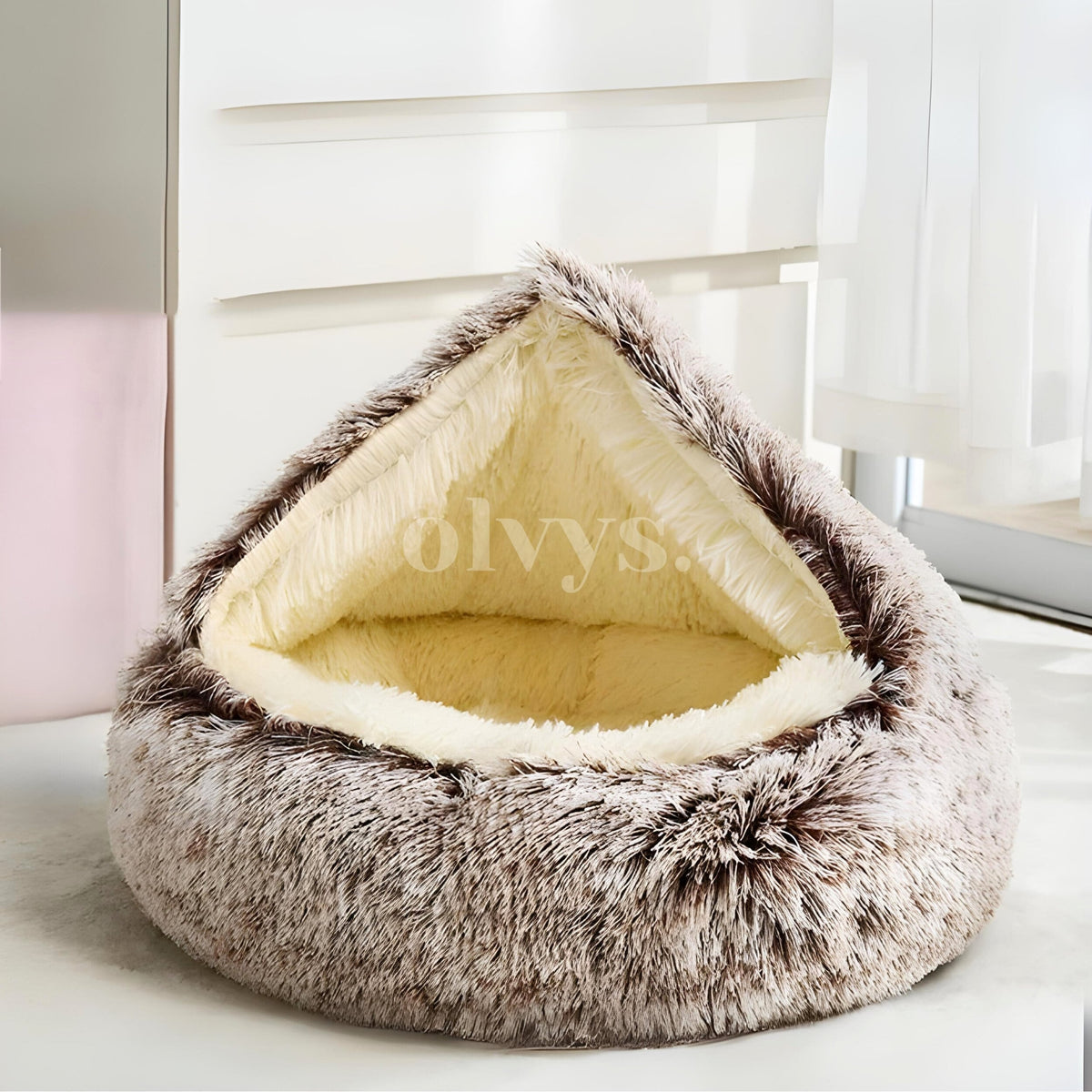 Machine Washable Cozy Cocoon Pet Bed, vanilla latte / S (20"/50cm)