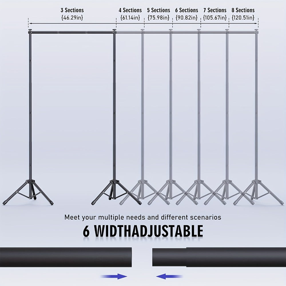 Backdrop Stand 9 x 6.5-Foot Adjustable Tripod Frame with Interlocking Crossbars and Backdrop Clips
