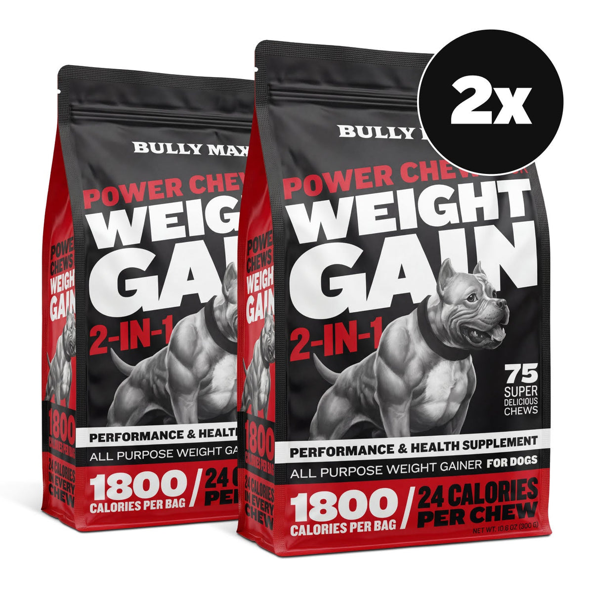 High Calorie Dog Weight Gain Chews, 2 bags