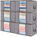 Storage Bag Set, 6-Piece Rectangular Non-Woven Closet Organizers with Zipper Closures, Handles and Foldable Design